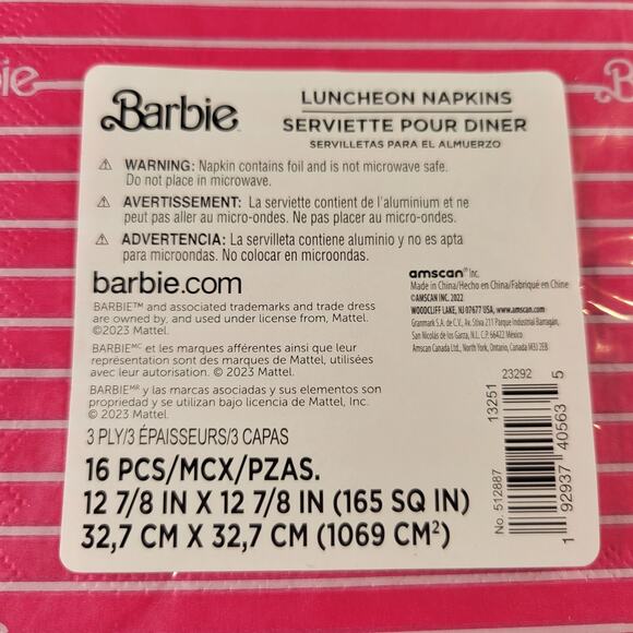 Lot of 2 Packs Barbie Luncheon Napkins - 16 Ct Each Party Supplies Birthday - Picture 6 of 7